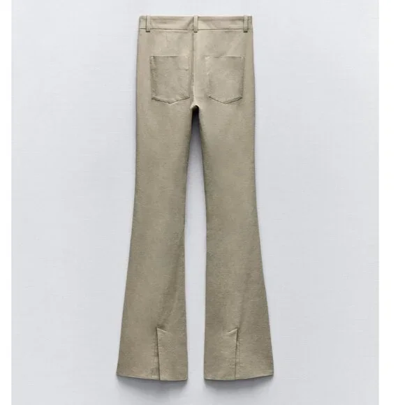 BLOGGER'S FAVE! Zara 2 Piece Flared Pants And Matching Tank Top Set Khaki NWT - Picture 12 of 14